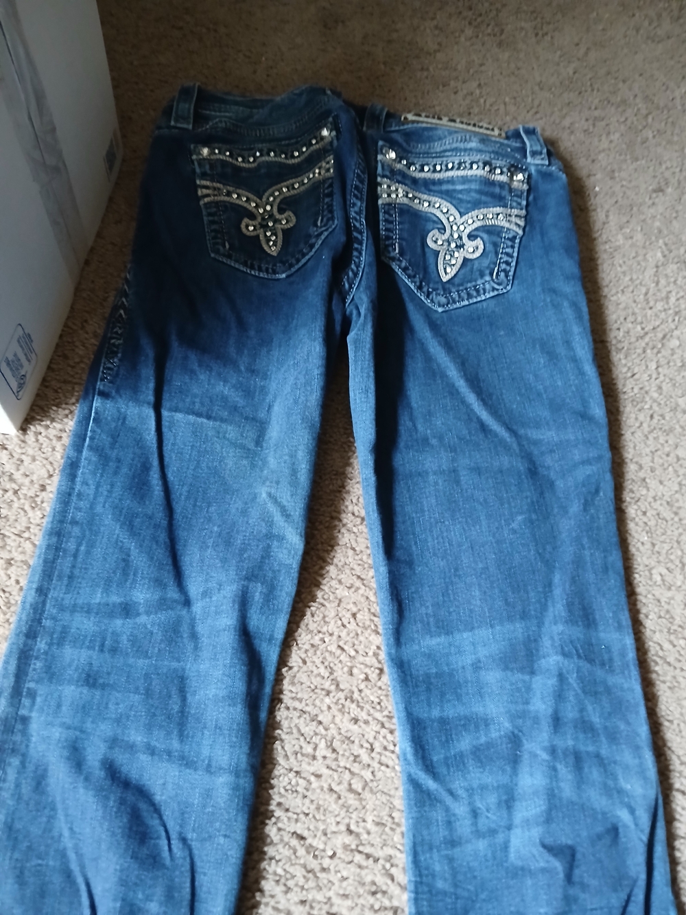 Rock Revival Embellished Dark Blue Women's Jeans - Classic Fit